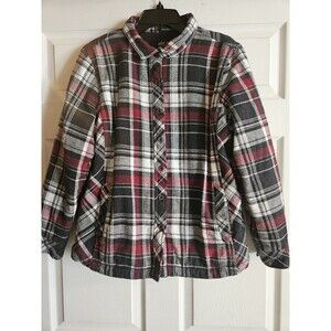 North River Outfitters Women's Fleece Lined Flannel Shirt Jacket Shacket Plaid L